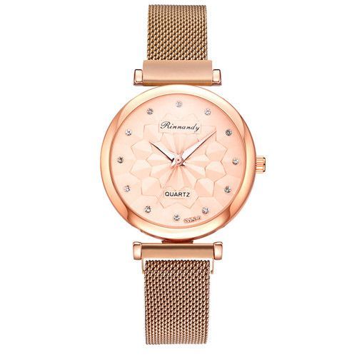 5pcs/set Ladies Fashion Trend Flower Dial Mesh Strap Quartz Watch + Bracelet Set