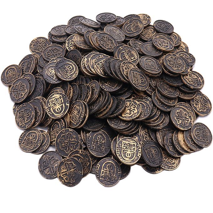 100 Pcs Plastic Pirate Treasure Coins Loot Party Fillers Kids Bronze
