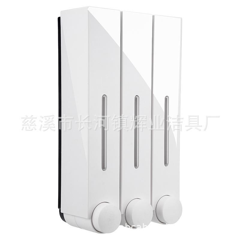 Punch-free hotel hotel manual soap dispenser single double three-head wall-mounted hand sanitizer bottle shampoo shower backless sticker 6028 inner bottle with rubber head 3