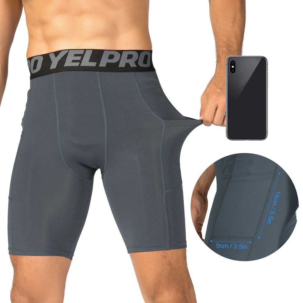 3 Pack Men Compression Shorts Active Workout Underwear With Pocket