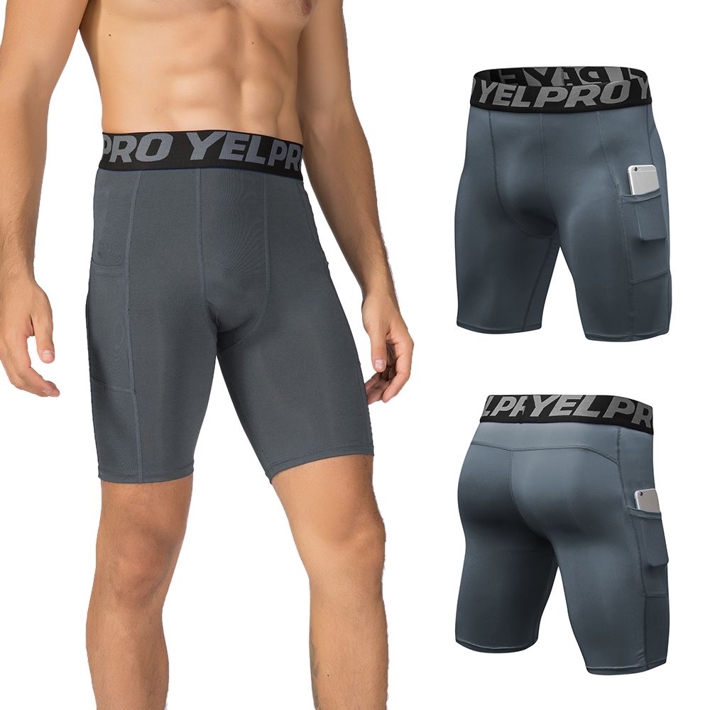 3 Pack Men Compression Shorts Active Workout Underwear With Pocket