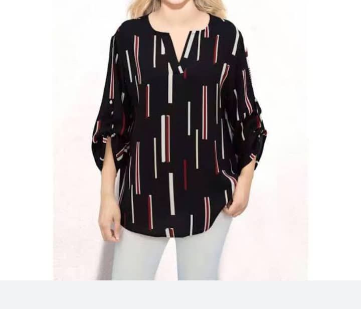 Fashionable Black V Neck Bangkok Plus Size Blouse