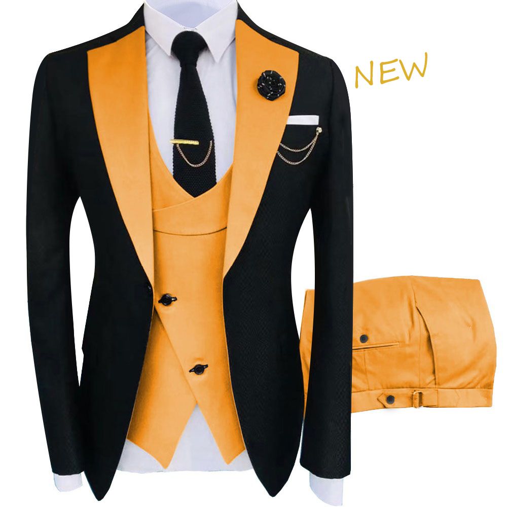 Terno Masculino Slim Fit Blazers Ball And Groom Suits For Men Boutique Fashion Wedding( Jacket + Vest + Pants ) Champagne