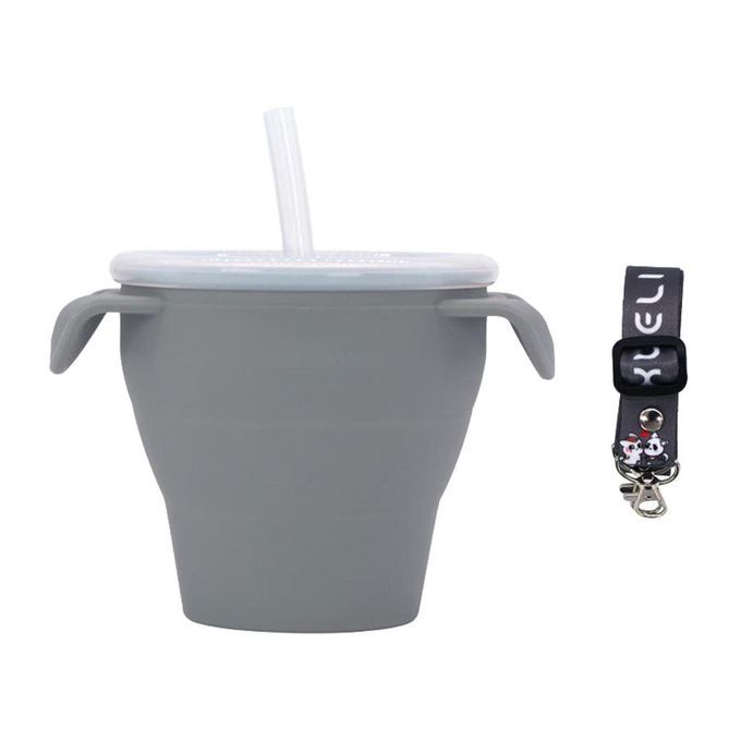 Baby Silicone Snack Cup Toddler Portable Food Storage Snack Grey