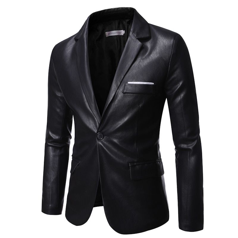 Autumn Winter  Men's Business Luxury B Fashion Banquet Leather Dress Suit