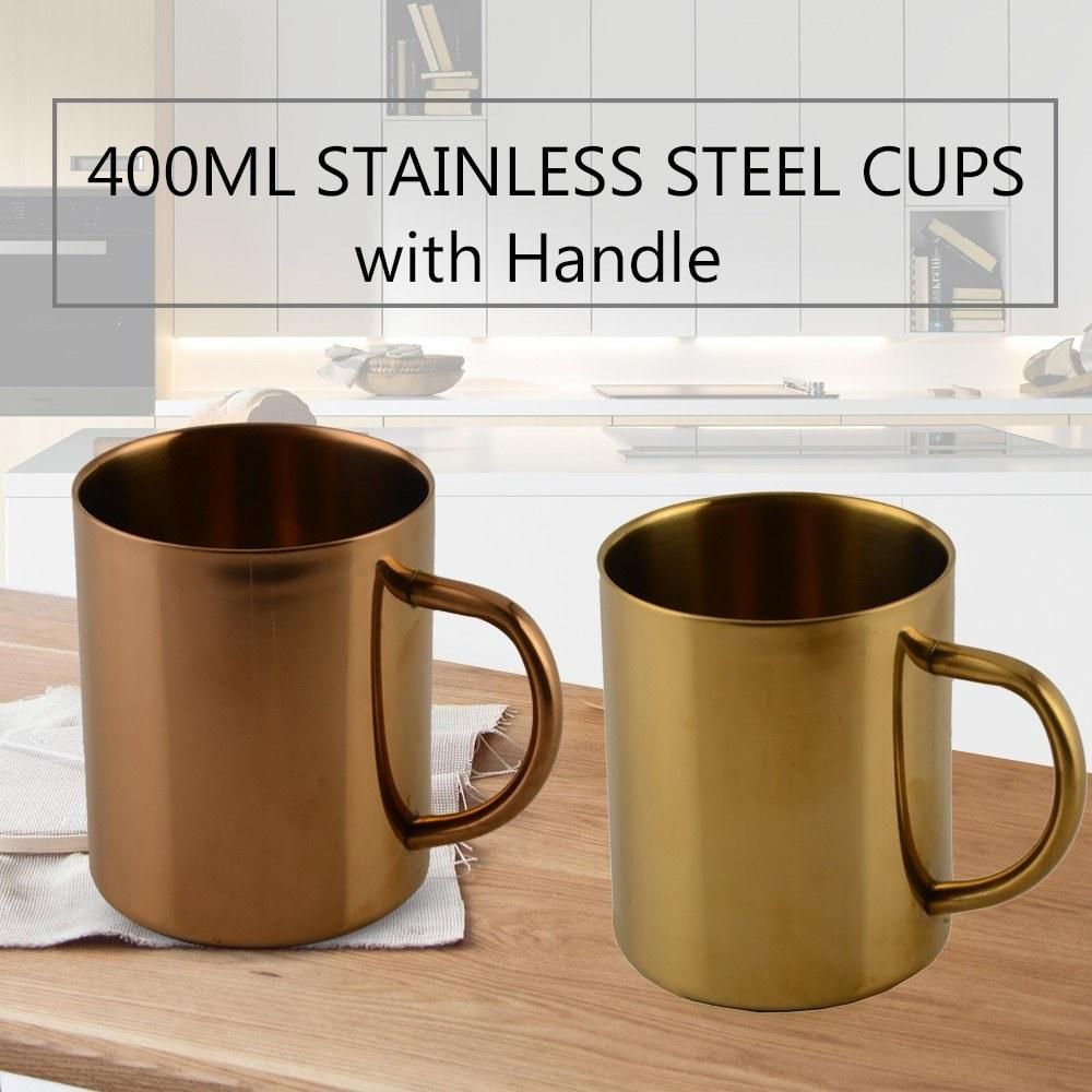 Stainless Steel Cups 400ml Pint Drinking Cups Metal Drinking Glass Water Cup for Kids and Adults