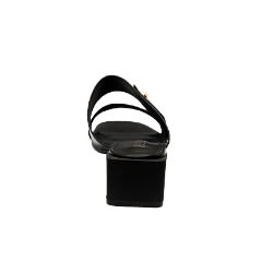 Rose Leather Sandal With Side Pearl Detail - Black
