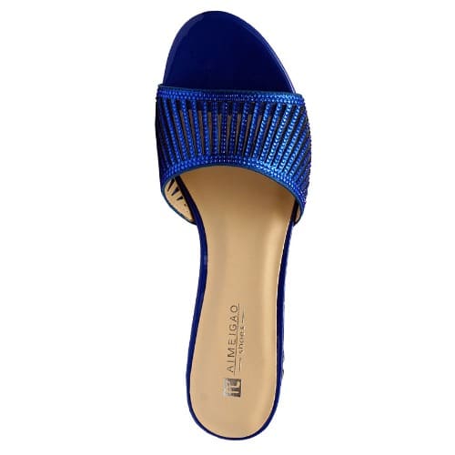 Rob Laser Cut Studded Slipper With Kiwi Heel - Blue
