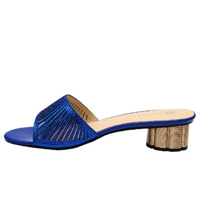 Rob Laser Cut Studded Slipper With Kiwi Heel - Blue