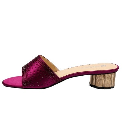Fiona Satin Slipper With Studs - Purple