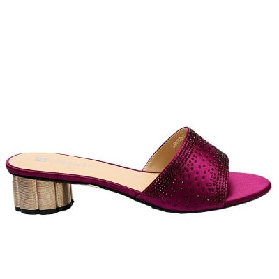 Fiona Satin Slipper With Studs - Purple