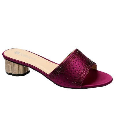 Fiona Satin Slipper With Studs - Purple