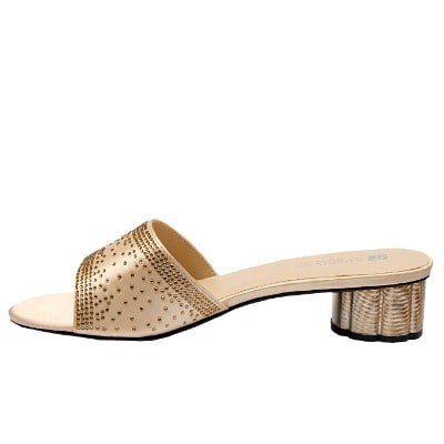Kaylee Satin Slipper With Studs - Gold