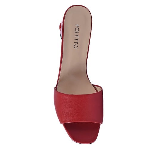 Slipper With Flowery Heel - Red
