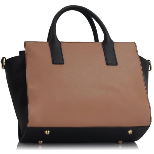 Polished Metal Shoulder Handbag With Freebies - Black / Nude
