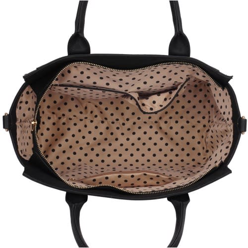 Polished Metal Shoulder Handbag With Freebies - Black / Nude