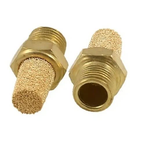 2 Pcs 1/8 Male Thread Brass Pneumatic Valve Muffler Silencers
