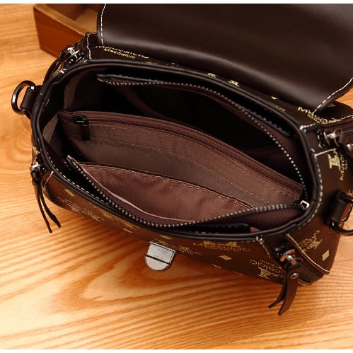Print Body Rounded Edges Leather Handbag