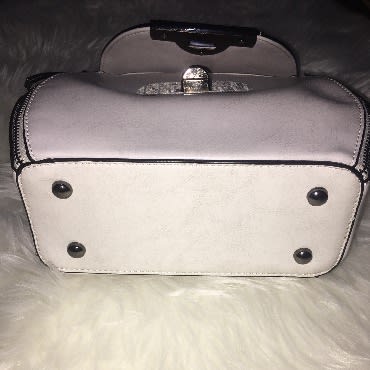 Off White Design Rounded Edges Leather Handbag