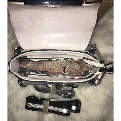 Off White Design Rounded Edges Leather Handbag