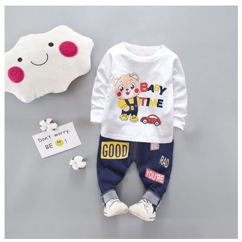 Baby Boy Time Clothing Set - White