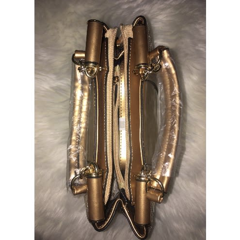 Sequined Laminated Pu Leather Handbag - Gold