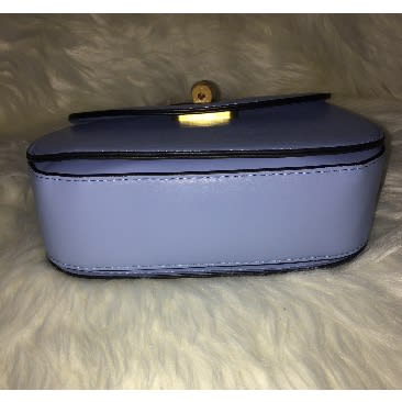 Acrylic Bamboo-like Design Handle Leather Handbag - Blue