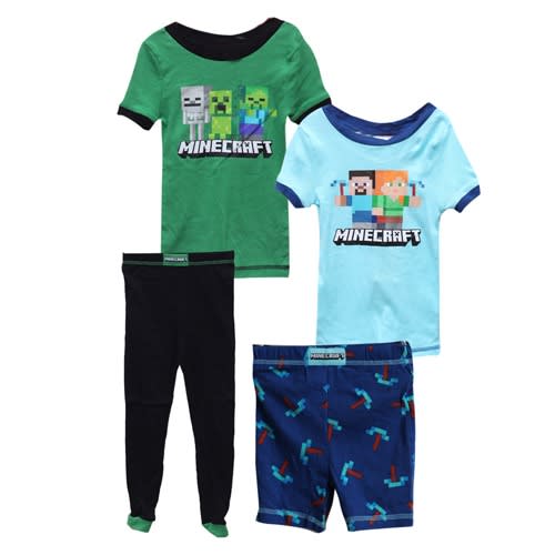 4piece Kids Print Sleep Wear Set - Green/black/blue