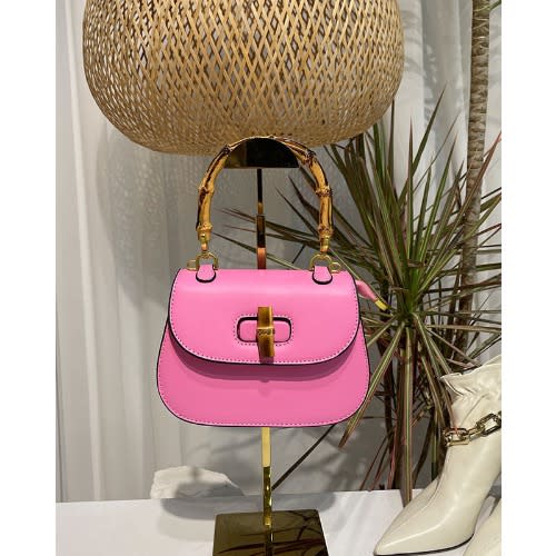 Acrylic Bamboo-like Handle Handbag - Pink