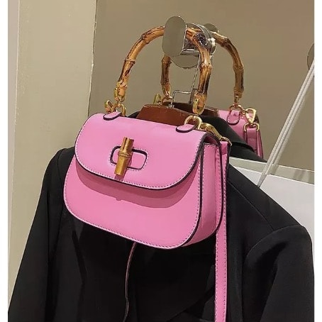 Acrylic Bamboo-like Handle Handbag - Pink