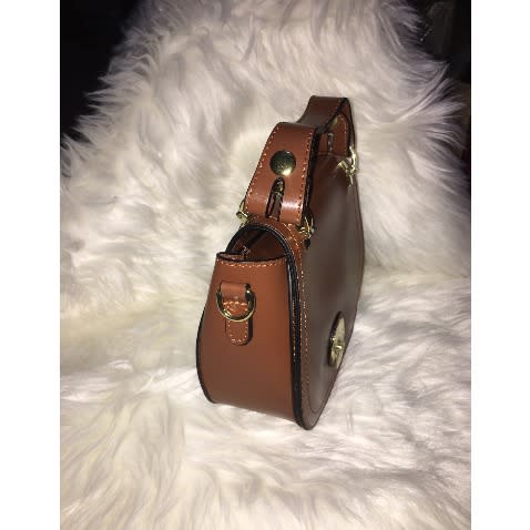 Unbranded Round Leather Handbag - Brown