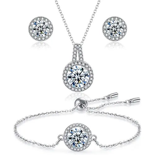 Wedding Jewelry Sets- Necklace, Bracelet & Earrings - Silver