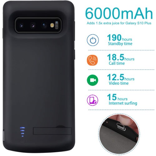 Rechargeable Battery Charging Case For Samsung Galaxy S10 Plus - 6000mAh