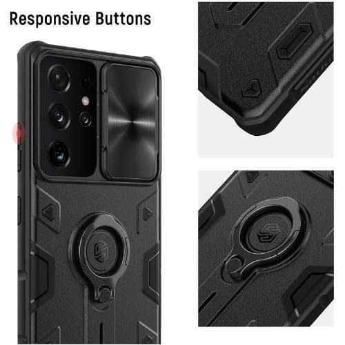 Nillkin Rugged Case With Camera Protection Cover + Kickstand Ring For S22 Ultra