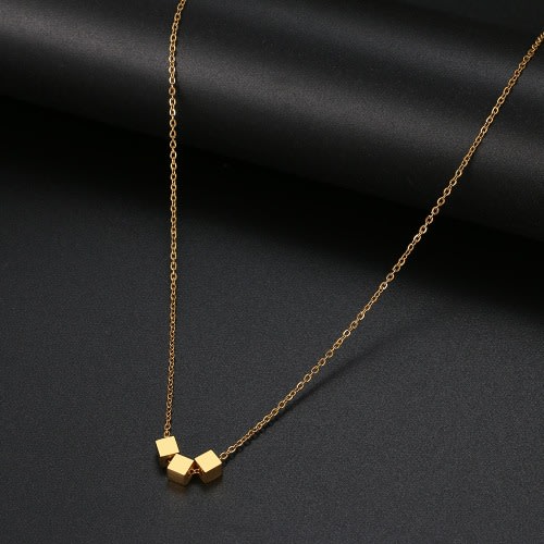 3 Square Stainless Steel Pendant Necklace - Gold