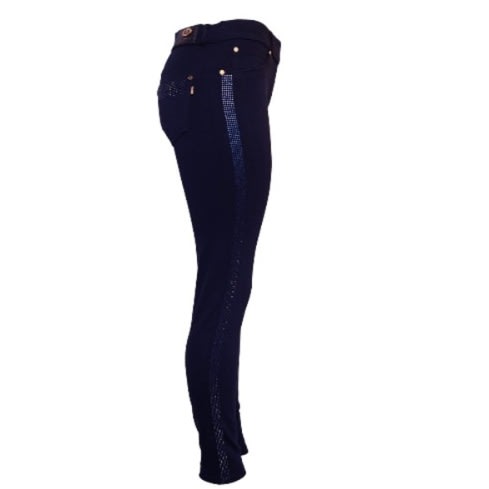 Ladies' Luxury Stoned Thick Jeggings - Navy Blue