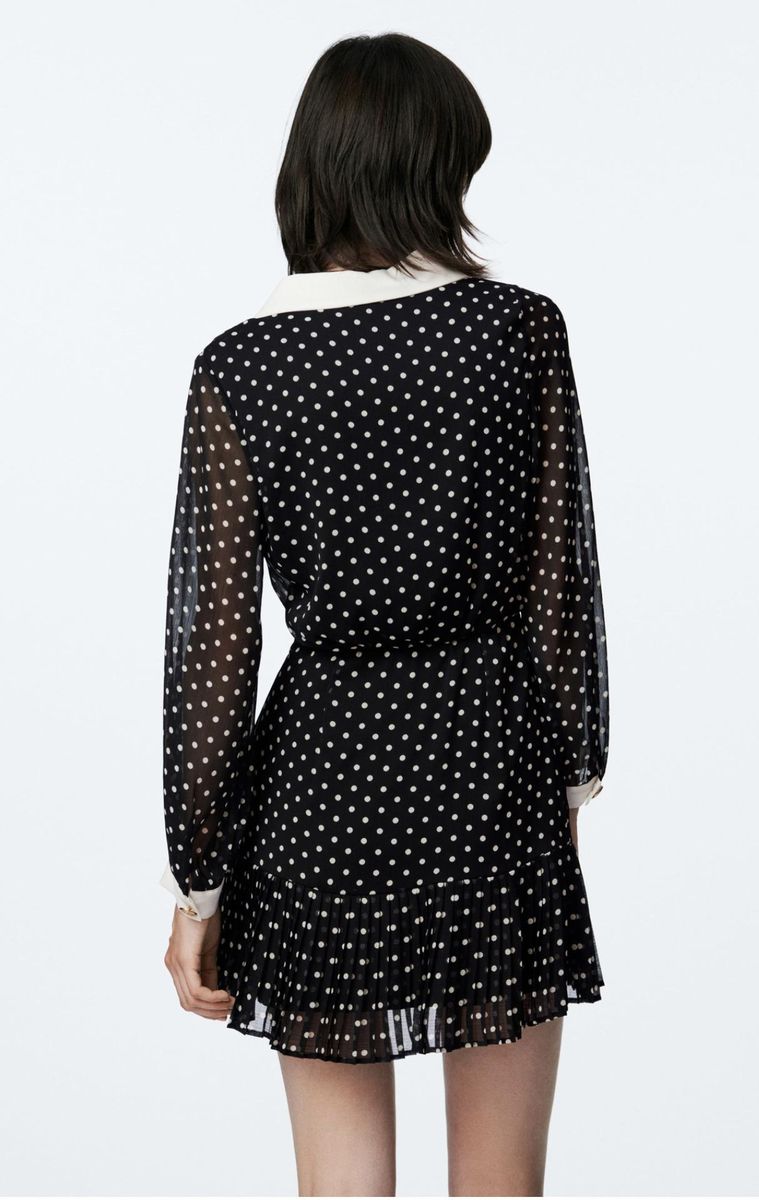 The same style doll neck, age reducing temperament, polka dot print dress, American new versatile