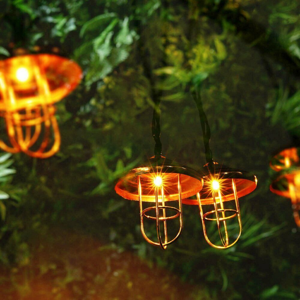 LED String Lights Retro Lampshade String Fairy Lights Battery Operated Wrought Iron Rose Gold Holiday Lighting For Cafe Party--5M 20LED--220V