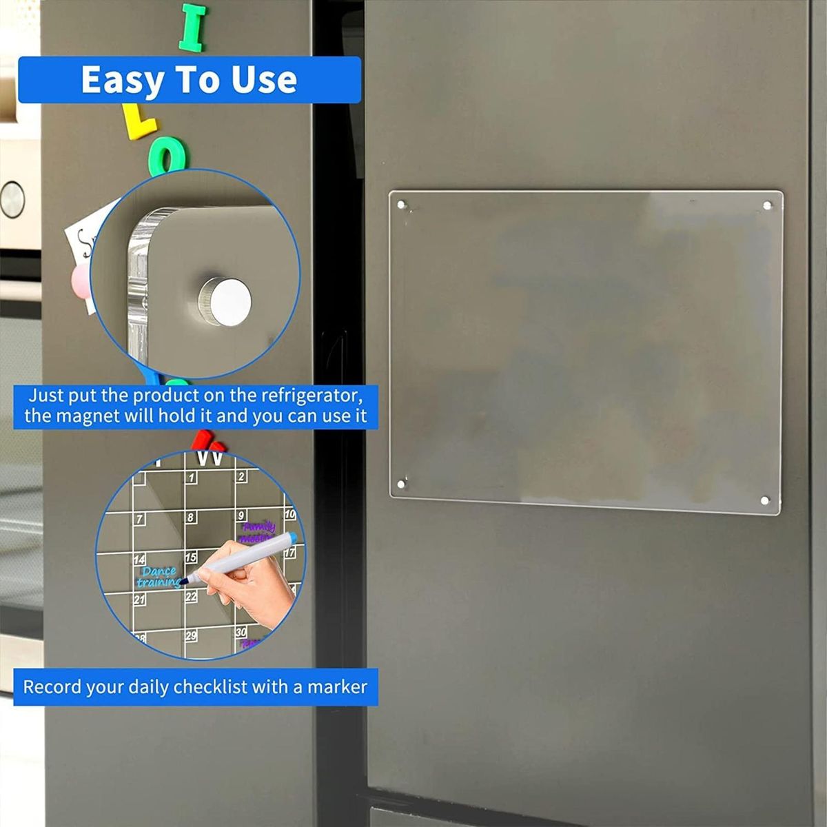 Refrigerator Memo Acrylic Monthly Clear Fridge Calendar