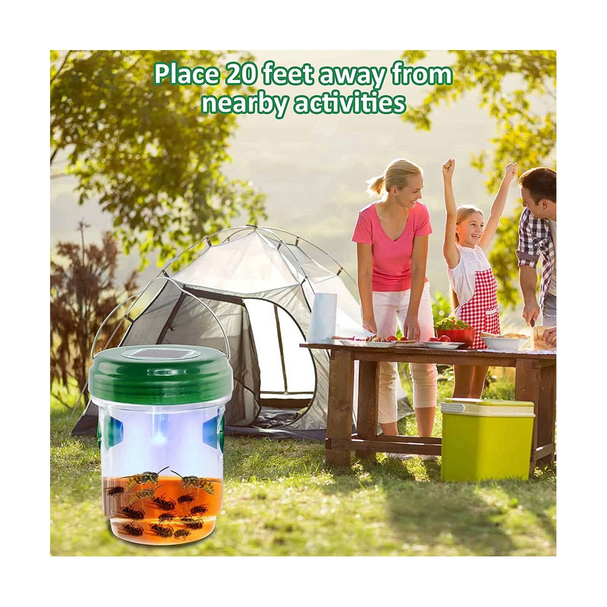 Bee Trap for Outdoors Solar Powered with LED Light,Hanging