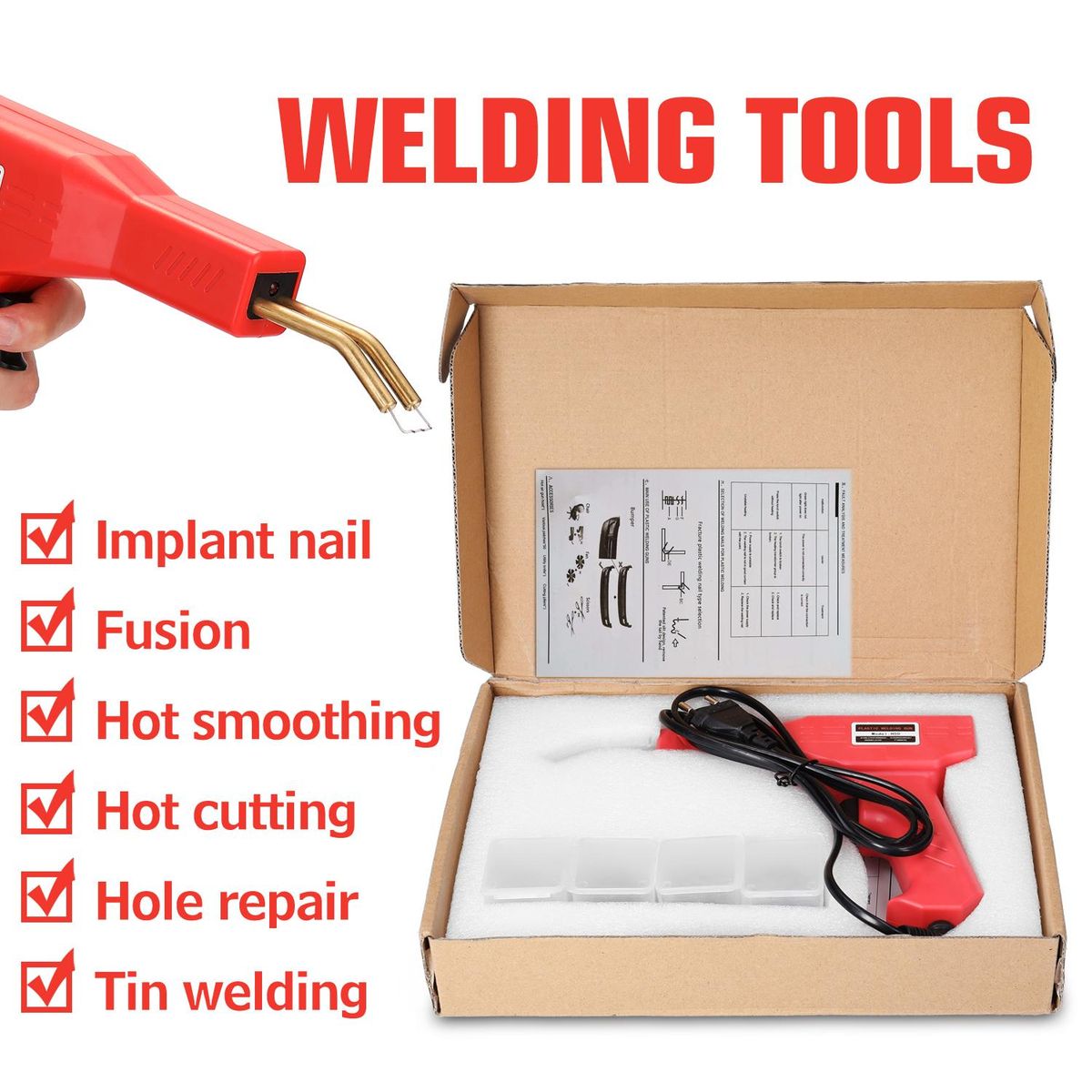 Handy Plastics Welders Garage Tools Hot Staplers Machine Staple PVC Repairing Machine Car Bumper Repairing Stapler Welding Tool