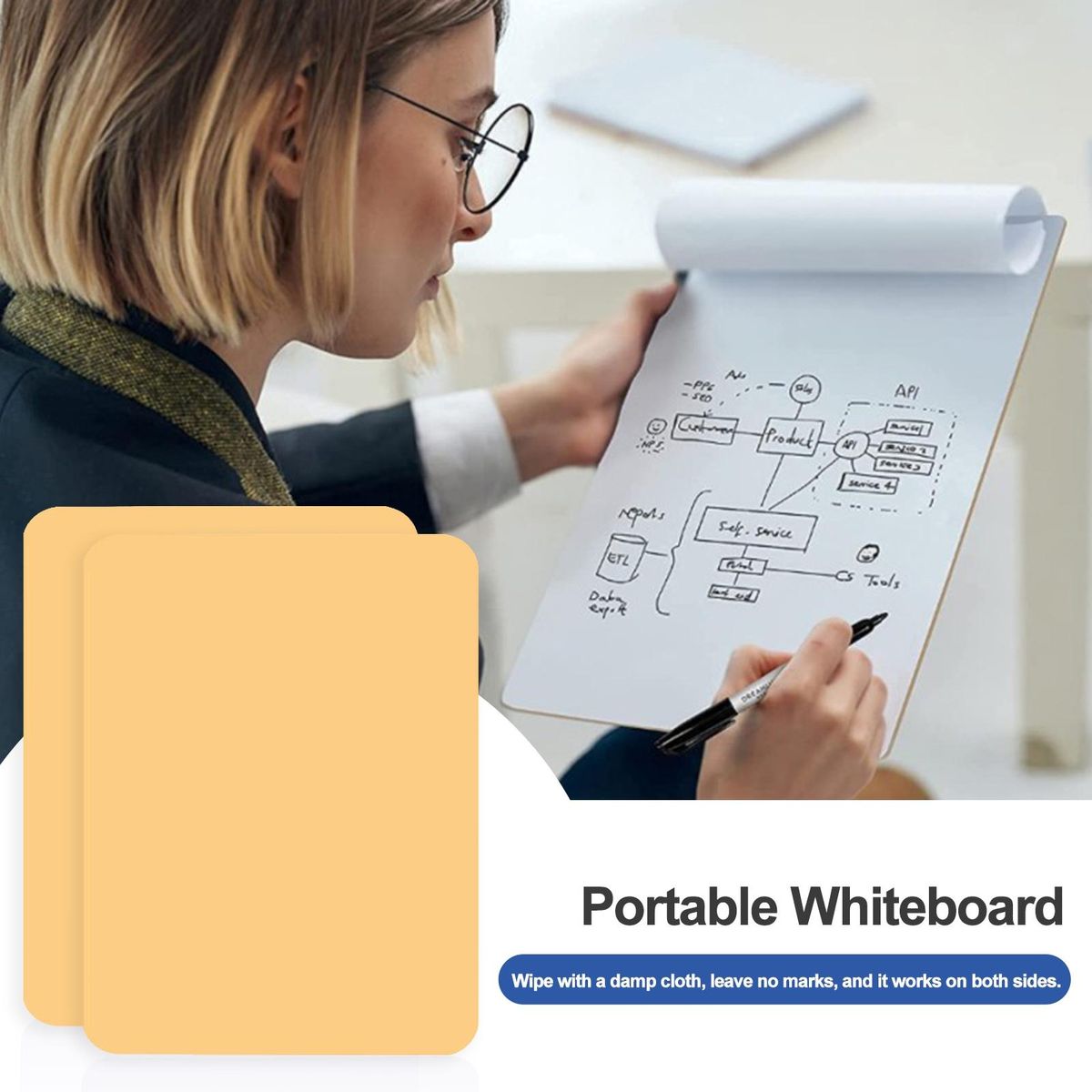 Versatile Whiteboard Versaboard Portable Reversible Mini for Messages Orange