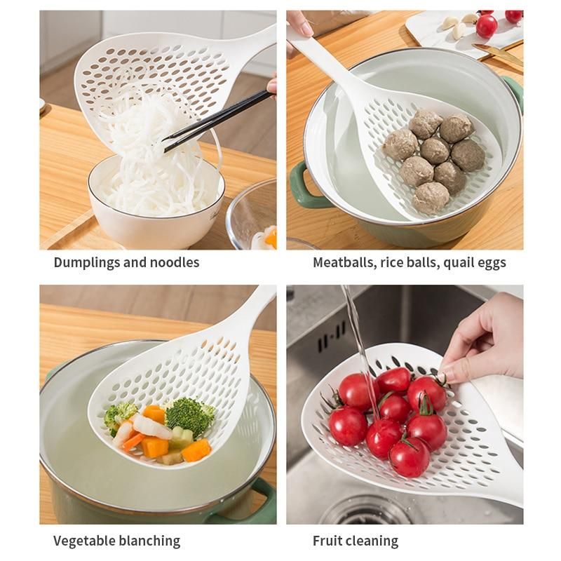 Food Strainer Scoop Kitchen Nylon Soup Spoon Large Skimmer Strainer Fry Food Mesh Handy Filter Colanders Kitchen Tools