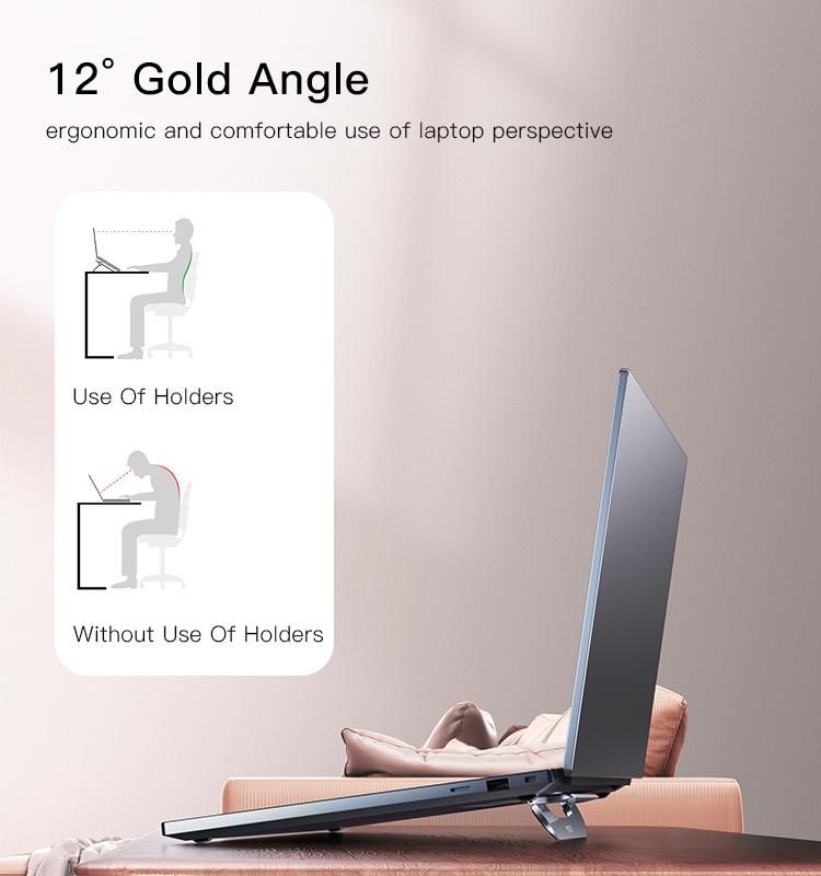 Yesoido Laptop Stand for Book Air Pro Adjustable Zinc Alloy Laptop Riser Foldable Portable Notebook
