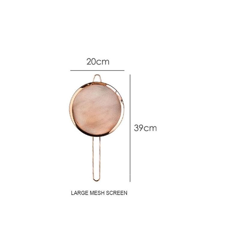 Stainless Steel Long Handle Flour Seive Strainer Rose Gold