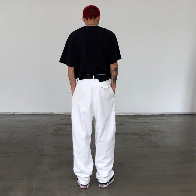 Houzhou Y2k Baggy Jeans Women Grunge Streetwear White High Waist Explosive