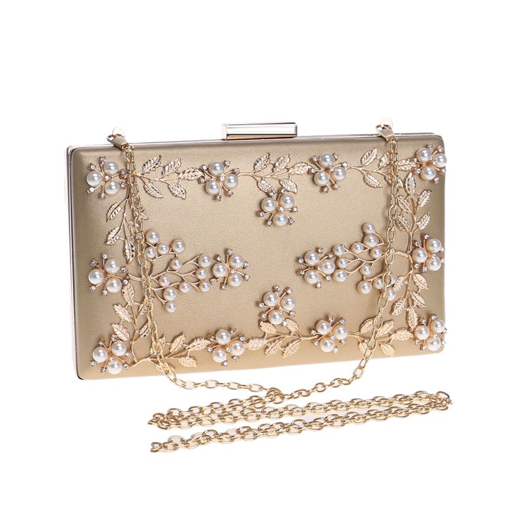 Luxury Pearl Flower Purse Wedding Evening Party Handbag