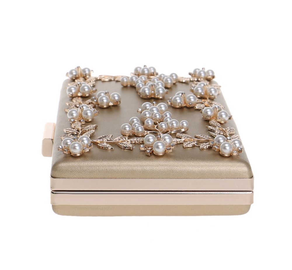 Luxury Pearl Flower Purse Wedding Evening Party Handbag