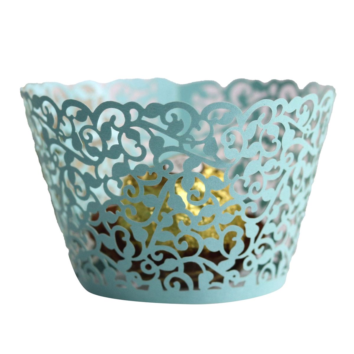 50Pcs Cupcake Saucer Solid Color Cupcake Wrappers Light Blue