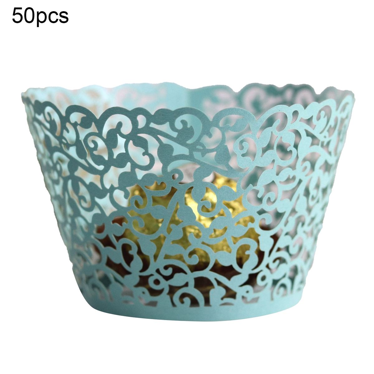 50Pcs Cupcake Saucer Solid Color Cupcake Wrappers Light Blue